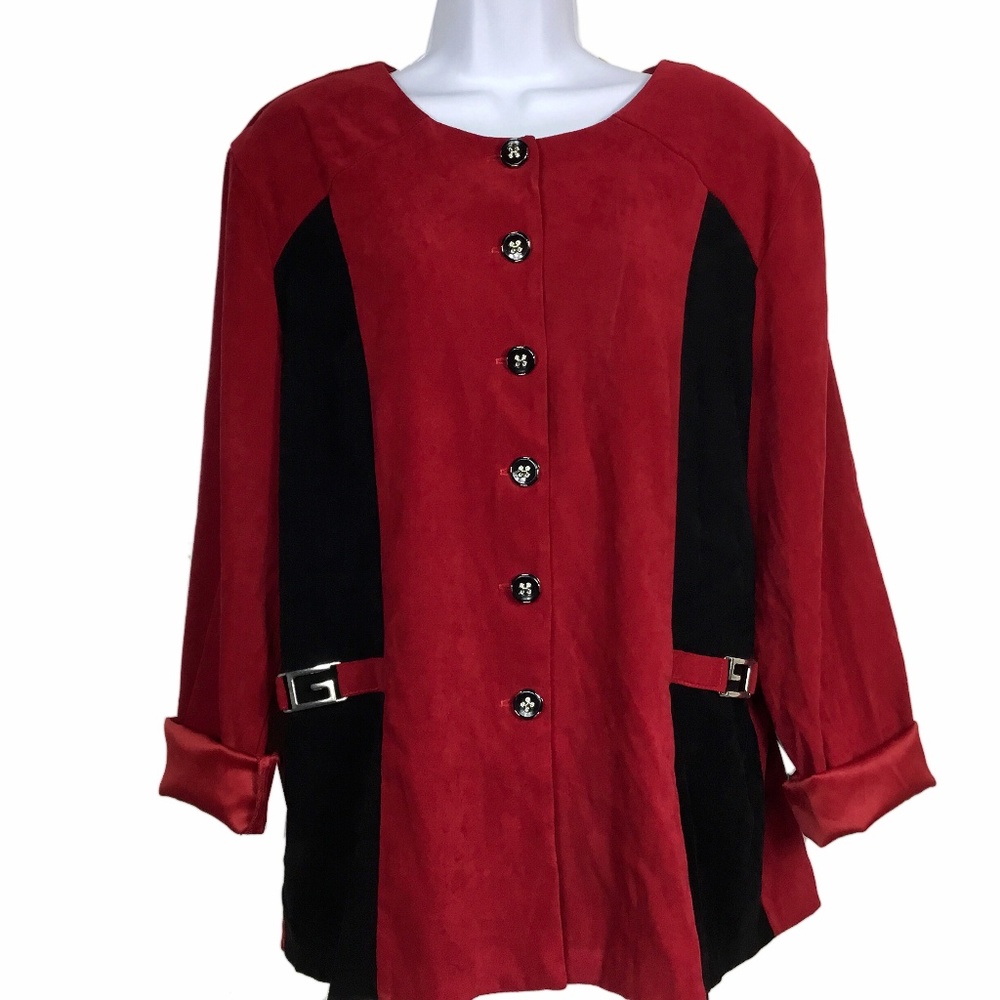Vintage 1980s Red Black Jacket Sheena Made in USA